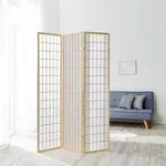 Homestyle4u Paravent Raumteiler 3 teilig Holz Natur Reispapier Wei&szlig; H&ouml;he 175...