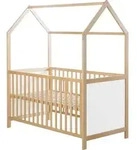 roba Hausbett 70 x 140 cm, Kombi-Kinderbett in Hausoptik, natur, 3-fach verstellbar,