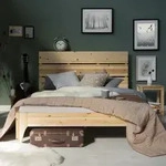 Homestyle4u Holzbett 140x200 mit Lattenrost Massivholzbett Natur Doppelbett -