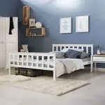 Homestyle4u Holzbett 140x200 mit Lattenrost Wei&szlig; Doppelbett Kiefer Massivholz