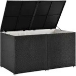 Juskys Polyrattan Auflagenbox Ikaria 950 L inkl. Deckel mit Hubautomatik & Innenplane
