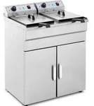 Doppelfritteuse mit Schrank 400V - 2x10L - Silber