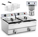 Doppelfriteuse mit 400V Anschl&uuml;ssen - 2x10L - Silber