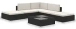 vidaXL 6-tlg. Garten-Lounge-Set mit Auflagen Poly Rattan Schwarz - Schwarz