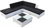 vidaXL 6-tlg. Garten-Lounge-Set mit Auflagen Poly Rattan Wei&szlig; - Wei&szlig;