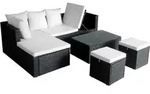 vidaXL 4-tlg. Garten-Lounge-Set mit Auflagen Poly Rattan Schwarz - Schwarz