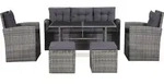 vidaXL 6-tlg. Garten-Lounge-Set mit Auflagen Poly Rattan Grau - Grau