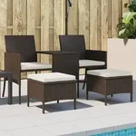 vidaXL 2-Sitzer-Gartensofa mit Tisch & Hocker Poly Rattan Braun - Braun