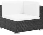 vidaXL 7-tlg. Garten-Lounge-Set mit Auflagen Poly Rattan Schwarz - Schwarz