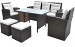 vidaXL 6-tlg. Garten-Essgruppe mit Kissen Poly Rattan Braun - Braun