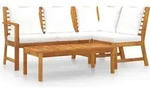 vidaXL 4-tlg. Garten-Lounge-Set mit Auflagen Creme Massivholz Akazie - Creme