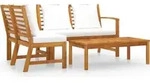 vidaXL 4-tlg. Garten-Lounge-Set mit Auflagen Creme Massivholz Akazie - Creme