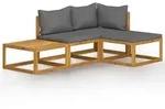 vidaXL 4-tlg. Garten-Lounge-Set mit Auflagen Massivholz Akazie - Grau