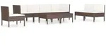 vidaXL 9-tlg. Garten-Lounge-Set mit Auflagen Poly Rattan Braun - Braun