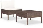 vidaXL 2-tlg. Garten-Lounge-Set mit Auflagen Poly Rattan Braun - Braun