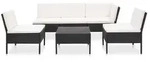 vidaXL 6-tlg. Garten-Lounge-Set mit Auflagen Poly Rattan Schwarz - Schwarz
