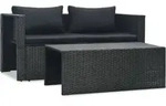 vidaXL 6-tlg. Garten-Lounge-Set mit Auflagen Poly Rattan Schwarz - Schwarz