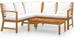 vidaXL 4-tlg. Garten-Lounge-Set mit Auflagen Creme Massivholz Akazie - Creme
