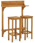 vidaXL 3-tlg. Balkon-Bar-Set Massivholz Akazie - Braun