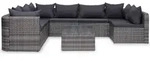 vidaXL 8-tlg. Garten-Lounge-Set mit Auflagen Poly Rattan Grau - Grau