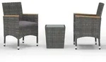vidaXL 3-tlg. Bistro-Set Poly Rattan und Hartglas Grau - Grau