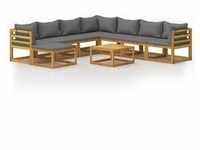 vidaXL 9-tlg. Garten-Lounge-Set mit Auflagen Massivholz Akazie