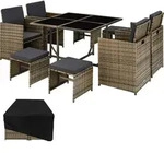 tectake Rattan Sitzgruppe Bilbao inkl. Schutzh&uuml;lle Wasserabweisend Natur -