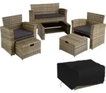 tectake Rattan Sitzgruppe Modena 3+2+1 inkl. Schutzh&uuml;lle - Farbe Nature