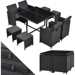 Juskys Polyrattan Sitzgruppe Baracoa L 9-teilig wetterfest & stapelbar &ndash;