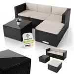 Juskys Polyrattan Lounge Punta Cana M schwarz &ndash; Gartenlounge Set f&uuml;r 3-4 Personen