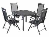 CASARIA® Gartenmöbel Set 4 Stühle mit WPC Tisch 80x80cm Aluminium Sicherheitsglas