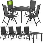 CASARIA&reg; Gartenm&ouml;bel Set 4 St&uuml;hle mit WPC Tisch 80x80cm Aluminium Sicherheitsglas