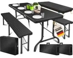 KESSER&reg; Bierzeltgarnitur 3-teilig Set Tisch & 2x Bank | Buffettisch f&uuml;r drinnen &