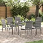 vidaXL Gartenst&uuml;hle Stapelbar 6 Stk. Grau Poly Rattan