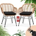 CASARIA&reg; Gartenst&uuml;hle 2er Set Polyrattan inkl. Auflage Armlehne Metall Wetterfest
