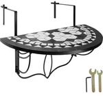 tectake&reg; Balkontisch Stahl, Mosaik und Zement 75 x 65 x 62 cm - Schwarz