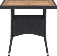 vidaXL Garten-Esstisch Schwarz Poly Rattan und Massivholz Akazie