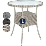 CASARIA&reg; Polyrattan Gartentisch 60cm Rund 5mm Sicherheitsglas H&ouml;henverstellbar 80kg
