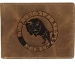 Greenburry Geldb&ouml;rse Herren Leder braun antik Vintage mit Sternzeichen Motiv...