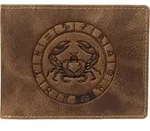 Greenburry Geldb&ouml;rse Herren Leder braun antik Vintage mit Sternzeichen Motiv KREBS