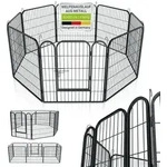 Juskys Welpenauslauf Plus 160 x 160 x 80 cm &ndash; Welpenlaufstall 8-teilig aus Metall