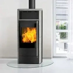 Fireplace Teramo Dauerbrandofen RLU Stahl Schwarz / Speckstein - Schwarz/Grau