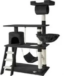 tectake&reg; Kratzbaum Marcel 141 cm inklusive Treppe, Spielkordel und Kippschutz -