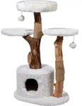 dobar Design-Kratzbaum "Frosty" mit Naturst&auml;mmen und Spielball, Katzenm&ouml;bel mit