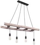 Globo Lighting H&auml;ngeleuchte Holz naturfarben, Metall schwarz, H&ouml;he k&uuml;rzbar, Kabel