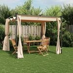 vidaXL Pavillon mit Vorh&auml;ngen 3 x 3 m Creme Stahl