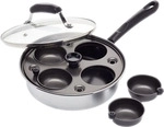 KitchenCraft - Eierpochierer de mit vier L&ouml;chern, Kohlenstoffstahl de mit