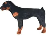 vidaXL Pl&uuml;schtier Hund Rottweiler Stehend Pl&uuml;sch Schwarz und Braun XXL - Schwarz