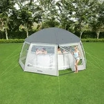Bestway 58612, Poolkuppel, &Uuml;berirdischer Pool, Rund, Grau, Transparent, Wei&szlig;, PVC,