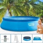 INTEX 26166GN-Blau, Intex runder aufblasbarer Easy Set-Schwimmpool - 457 x 107 cm -